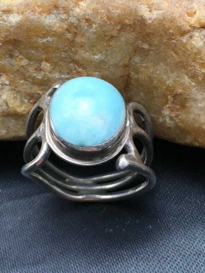 Navajo Handmade Sterling Silver Blue Turquoise Ring | Sz 6.25 | Native American | 4458
