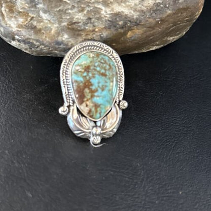 Navajo Blue Turquoise Ring | Sterling Silver | Sz 9 | Authentic Native American Handmade | 14288