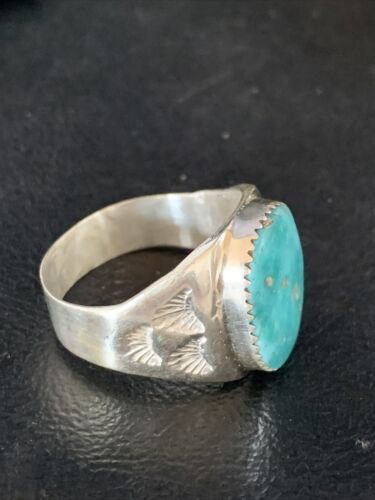 Southwestern Navajo Blue Kingman Turquoise Ring | Sterling Silver | Sz 12 | 14158