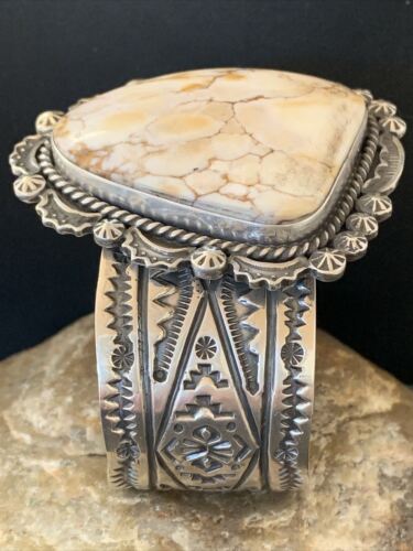 Native American Men's Wild Horse Turquoise Cuff Bracelet | Navajo Sterling Silver | 1417