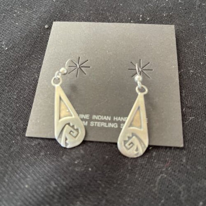 Native American Hopi Sterling Silver Dangle Earrings | Handmade | 01508