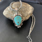 Men's Navajo Pearls Necklace with Blue Turquoise Pendant | Sterling Silver | Authentic Native American Handmade | 11137