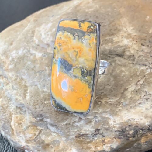 Southwestern Navajo Yellow Bumble Bee Jasper Ring | Sterling Silver | Sz 7 | 11547
