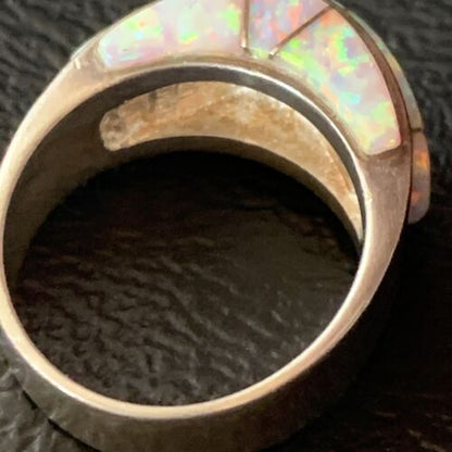 Navajo Pink Opal Inlay Band Ring | Sz 6 | Authentic Native American Handmade | 12403 - Masha USA