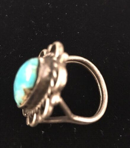 Vintage Navajo Southwestern Turquoise Ring | Handmade Sterling Silver Sz 8.5 | Native American | 3441