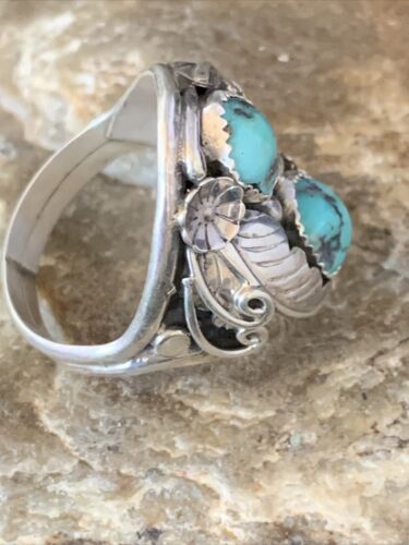Navajo Kingman Turquoise Multi-Stone Ring | Authentic Native American Sterling Silver | Sz 10.5 | 14171