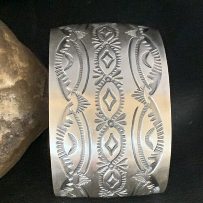 Navajo Stamped Cuff Bracelet | Sterling Silver | Authentic Native American Handmade | 14124