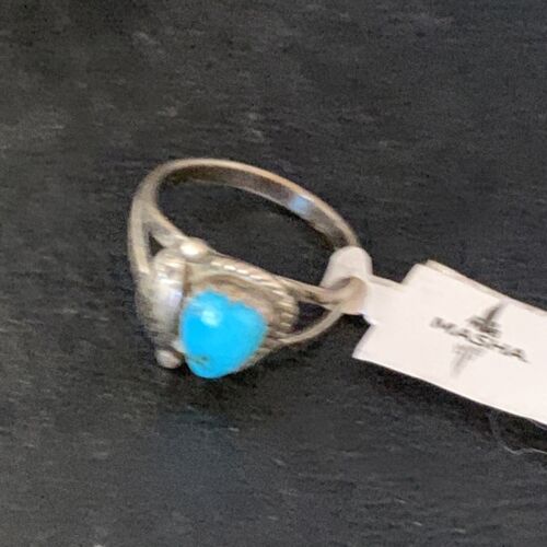 Navajo Blue Turquoise Ring | Sterling Silver | Sz 6.5 | Authentic Native American Handmade | 10782