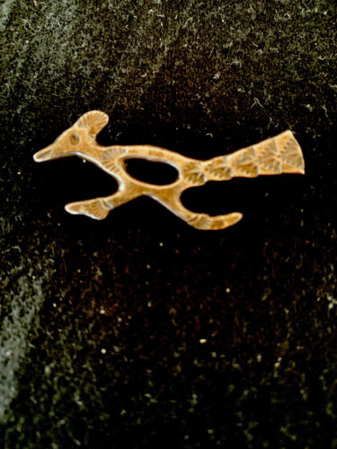 Native Road Runner Navajo Sterling Silver Stamped Old Pawn Pin Brooch | Authentic Native American Handmade | 4104