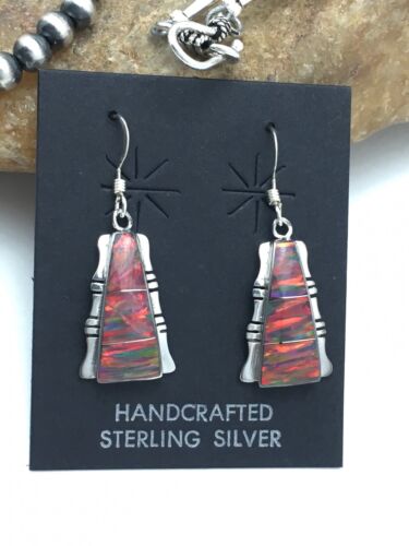 Navajo Opal Inlay Pendant Necklace & Earring Set | Sterling Silver | Authentic Native American Handmade | 3075