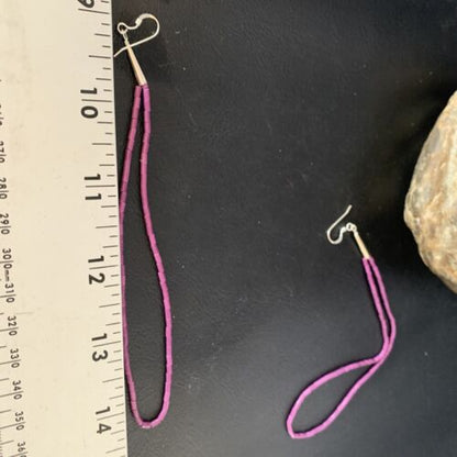 Handmade Sterling Silver Heishi Beads Earrings with Purple Sugilite | 5" | 13501