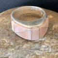 Navajo Pink Mother of Pearl Inlay Band Ring | Sz 8 | Authentic Native American Handmade | 12413