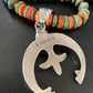 Navajo Pearl Sterling Silver Necklace with Royston Turquoise & Spiny Oyster Naja Pendant | 11579