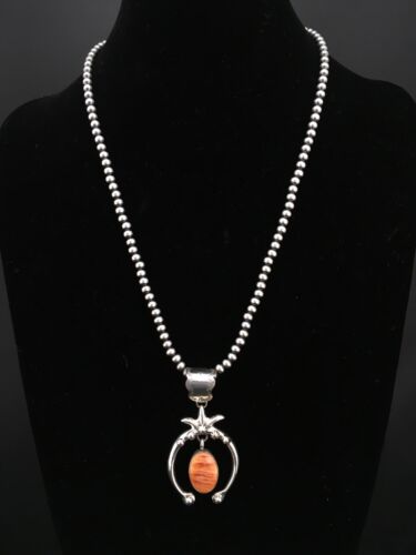 Navajo Pearl Spiny Oyster Naja Pendant | Sterling Silver | 3" | Authentic Native American Handmade | 1307