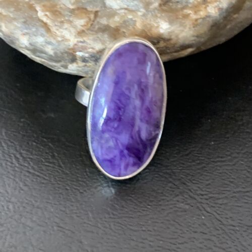 Navajo Purple Charoite Ring | Sterling Silver | Sz 8 Adjustable | Authentic Native American Handmade | 10528