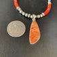 Navajo Red Apple Coral Pendant Necklace | Sterling Silver | Authentic Native American Handmade | 13934