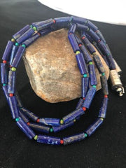 Native American Lapis & Turquoise Necklace | Sterling Silver | Navajo Handmade | 21" | 387