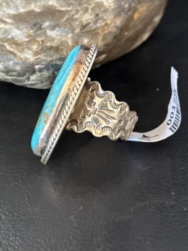 Navajo Sterling Silver Blue Kingman Turquoise Ring | Sz 9 | 00126