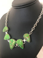Southwestern Green Mojave Turquoise Necklace | Sterling Silver | 18" | 3692