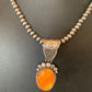 Navajo Orange Spiny Oyster Pendant Necklace | Sterling Silver | Authentic Native American Handmade | 13081