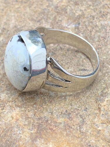 Native American White Buffalo Turquoise Ring | Navajo Sterling Silver | Sz 8.5 | 4646