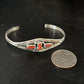 Native American Navajo Red Coral Cuff Bracelet | Sterling Silver | Authentic Handmade | 14592