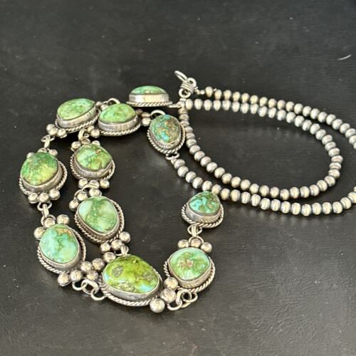 Navajo Sonoran Gold Turquoise Lariat Necklace | Sterling Silver | Native American Handmade | 14406