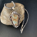 Men's Navajo Green Boulder Turquoise Pendant Necklace | Sterling Silver | Authentic Native American Handmade | 13661