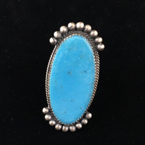 Native American Men's Navajo Blue Turquoise Ring | Sterling Silver | Sz 9.5 | 10080