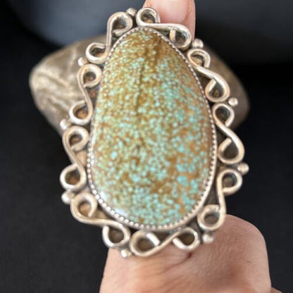 Native American Sterling Silver Blue Turquoise #8 Ring | Sz 9 | 14549 - Masha USA