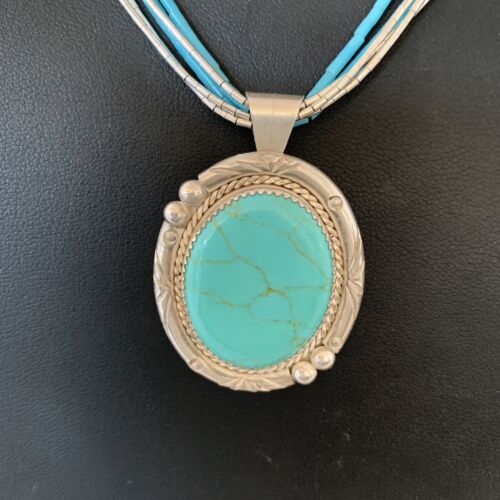 Navajo Green Turquoise Liquid Heishi Necklace | Sterling Silver | 5 Strand | Authentic Native American | 02050