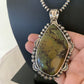Navajo Green Kingman Turquoise Pendant Necklace | Sterling Silver | Authentic Native American Handmade | 1311