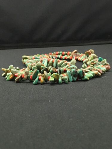 Navajo Green Turquoise & Spiny Oyster Necklace | Sterling Silver | 34" | Authentic Native American Handmade | 4738