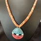 Authentic Native American Santo Domingo Shell Pendant Necklace | Spiny Oyster & Blue Turquoise | 26" | 12519