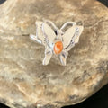 Navajo Orange Spiny Oyster Butterfly Ring | Sterling Silver | Sz Adj 8 | Authentic Native American Handmade | 10343