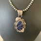 Men's Handmade Navajo Sterling Silver Beads Necklace | Lapis Pendant 2" | Authentic Native American | 1208