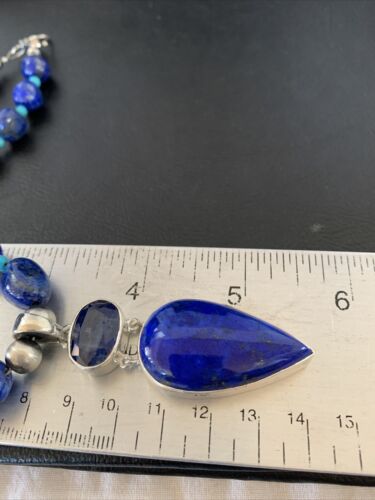 Men's Navajo Blue Lapis Topaz Turquoise Necklace Pendant | Sterling Silver | 20" | 10273