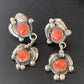 Navajo Red Spiny Oyster Dangle Earrings | Sterling Silver | Authentic Native American Handmade | 2059