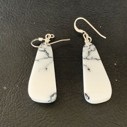Navajo White Buffalo Turquoise Dangle Earrings | Sterling Silver | 1.25" | Authentic Native American Handmade | 12840