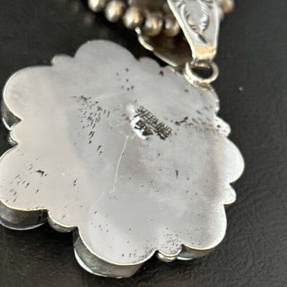Navajo White Buffalo Turquoise Cluster Pendant | Authentic Native American Sterling Silver | Multi-Stone | 14676 - Masha USA