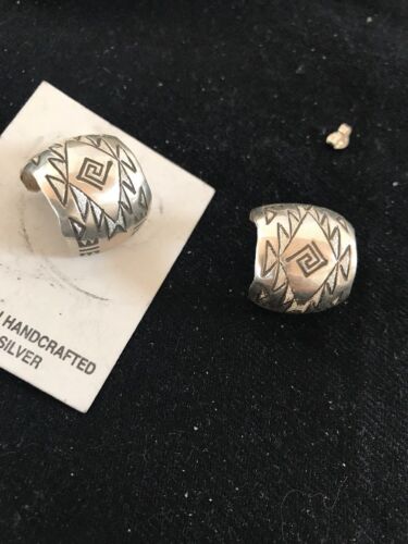 Navajo Sterling Silver Hand Stamped Post Earrings | Handcrafted | Southwestern