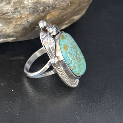 Navajo Blue Turquoise #8 Ring | Sterling Silver | Sz 8.5 | Authentic Native American Handmade | 14283