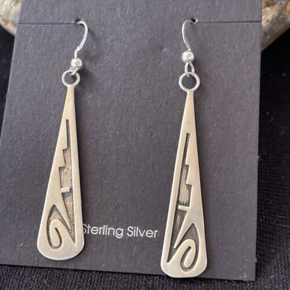Native American Hopi Sterling Silver Dangle Earrings | Handmade | 01507