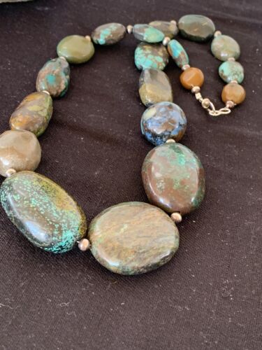 Navajo Graduated Sterling Silver Natural Blue Nugget Turquoise Necklace | Authentic Native American | 22" | 624