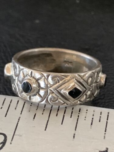 Navajo Men's Sterling Silver Black Onyx Ring | Sz 9 | Native American Old Pawn | 10801