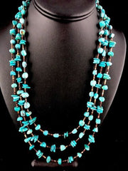 Authentic Native American Navajo Sterling Silver Necklace | Turquoise, Shell & Nugget | 21" | Handmade