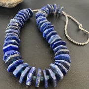 Men's Blue Lapis Turquoise Necklace | Sterling Silver Navajo Pearls | Authentic Native American Handmade | 20" | 13832