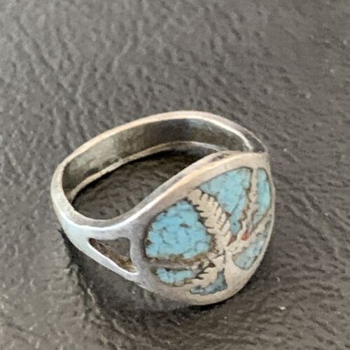 Navajo Blue Denim Lapis Inlay Ring | Sterling Silver | Sz 4 | Authentic Native American Handmade | 10892