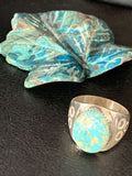 Southwestern Navajo Blue Kingman Turquoise Ring | Sterling Silver | Sz 12 | 14157