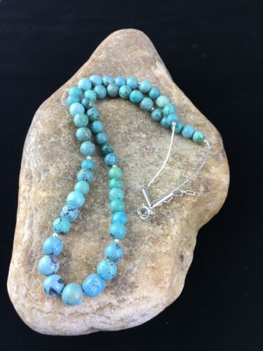 Southwestern Heishi Blue Turquoise Bead Necklace | Sterling Silver | 20" | 10019